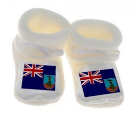 Chausson bébé Drapeau Montserrat de couleur Blanc