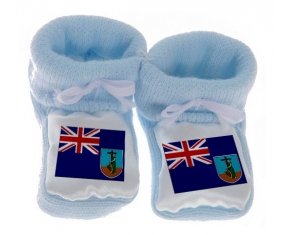 Chausson bébé Drapeau Montserrat de couleur Bleu