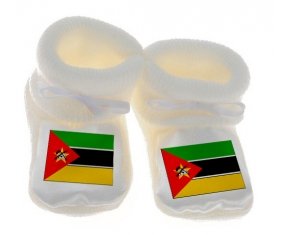 Chausson bébé Drapeau Mozambique de couleur Blanc