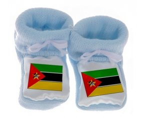 Chausson bébé Drapeau Mozambique de couleur Bleu