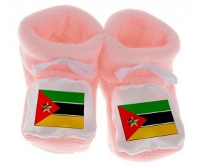 Chausson bébé Drapeau Mozambique de couleur Rose