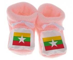 Chausson bébé Drapeau Myanmar de couleur Rose