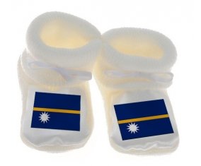 Chausson bébé Drapeau Nauru de couleur Blanc
