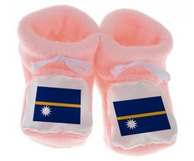 Chausson bébé Drapeau Nauru de couleur Rose