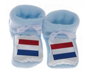 Chausson bébé Drapeau Pays-Bas de couleur Bleu