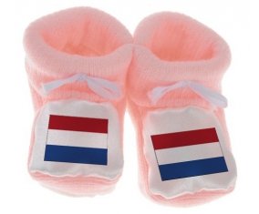 Chausson bébé Drapeau Pays-Bas de couleur Rose