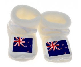 Chausson bébé Drapeau Nouvelle-Zélande de couleur Blanc