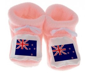Chausson bébé Drapeau Nouvelle-Zélande de couleur Rose