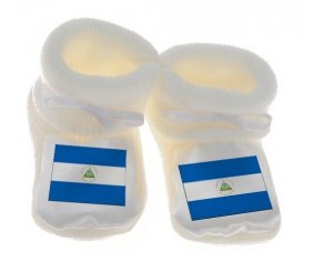 Chausson bébé Drapeau Nicaragua de couleur Blanc
