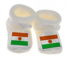 Chausson bébé Drapeau Niger de couleur Blanc