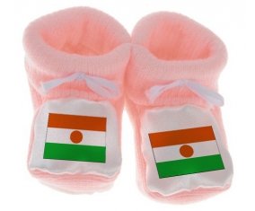Chausson bébé Drapeau Niger de couleur Rose