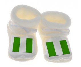 Chausson bébé Drapeau Nigeria de couleur Blanc
