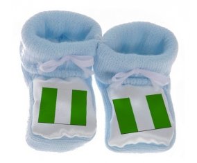 Chausson bébé Drapeau Nigeria de couleur Bleu