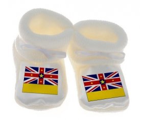 Chausson bébé Drapeau Niue de couleur Blanc