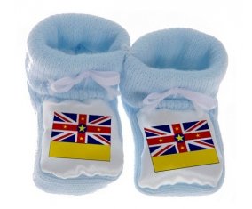 Chausson bébé Drapeau Niue de couleur Bleu