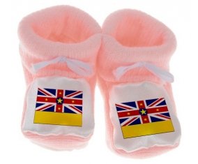 Chausson bébé Drapeau Niue de couleur Rose