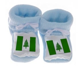 Chausson bébé Drapeau l'ile de Norfolk de couleur Bleu