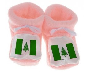 Chausson bébé Drapeau l'ile de Norfolk de couleur Rose