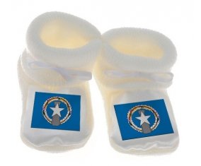 Chausson bébé Drapeau Corée du Nord de couleur Blanc