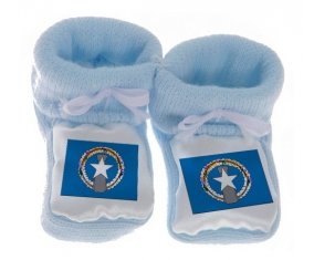 Chausson bébé Drapeau Corée du Nord de couleur Bleu