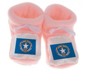 Chausson bébé Drapeau Corée du Nord de couleur Rose