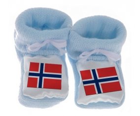 Chausson bébé Drapeau Norvège de couleur Bleu