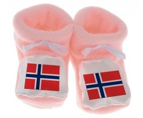 Chausson bébé Drapeau Norvège de couleur Rose