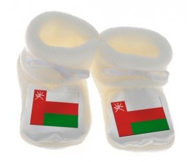 Chausson bébé Drapeau Oman de couleur Blanc
