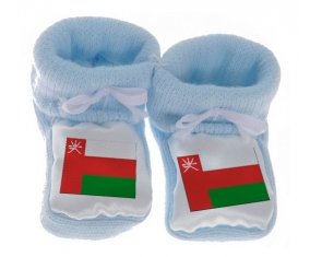 Chausson bébé Drapeau Oman de couleur Bleu