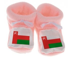 Chausson bébé Drapeau Oman de couleur Rose