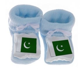Chausson bébé Drapeau Pakistan de couleur Bleu