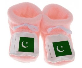 Chausson bébé Drapeau Pakistan de couleur Rose