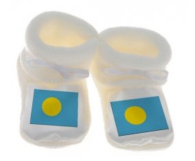 Chausson bébé Drapeau Palau de couleur Blanc