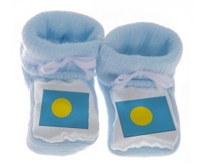 Chausson bébé Drapeau Palau de couleur Bleu