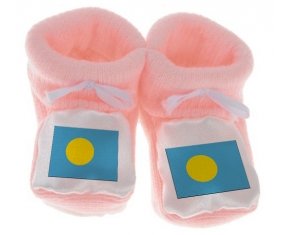 Chausson bébé Drapeau Palau de couleur Rose