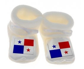 Chausson bébé Drapeau Panama de couleur Blanc