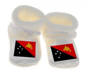Chausson bébé Drapeau Papouasie Nouvelle Guinée de couleur Blanc