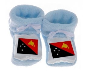Chausson bébé Drapeau Papouasie Nouvelle Guinée de couleur Bleu