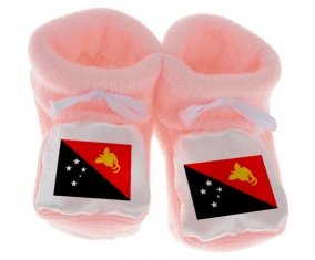 Chausson bébé Drapeau Papouasie Nouvelle Guinée de couleur Rose