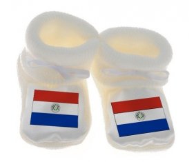 Chausson bébé Drapeau Paraguay de couleur Blanc