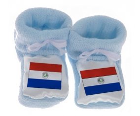 Chausson bébé Drapeau Paraguay de couleur Bleu