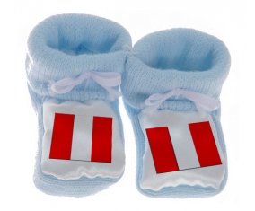 Chausson bébé Drapeau Pérou de couleur Bleu