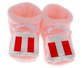 Chausson bébé Drapeau Pérou de couleur Rose
