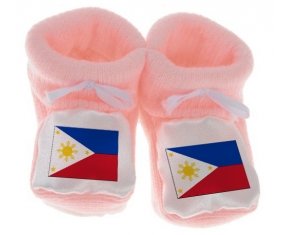 Chausson bébé Drapeau Philippines de couleur Rose