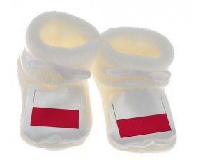 Chausson bébé Drapeau Pologne de couleur Blanc