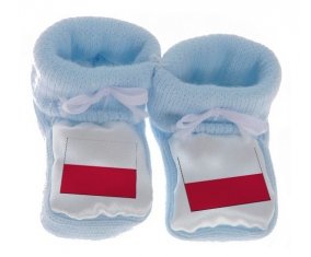 Chausson bébé Drapeau Pologne de couleur Bleu