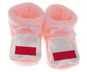 Chausson bébé Drapeau Pologne de couleur Rose