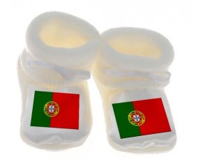 Chausson bébé Drapeau le Portugal de couleur Blanc