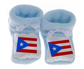 Chausson bébé Drapeau Porto Rico de couleur Bleu
