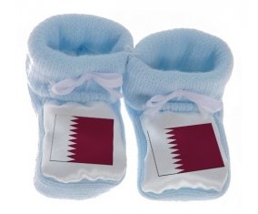 Chausson bébé Drapeau Qatar de couleur Bleu